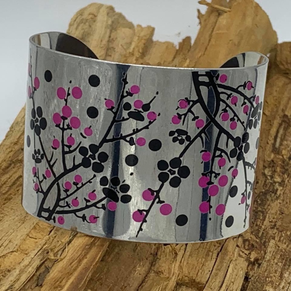 NWOT Silver Cherry Blossom Cuff Bracelet